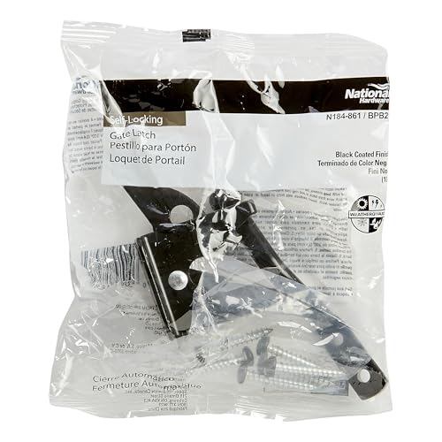 National Hardware Automatic Gate Latch 4-Inch Strike Steel Black Pack of 1