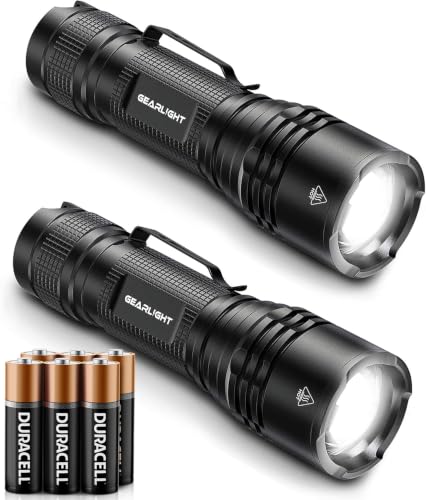 GearLight Black LED Tactical Flashlight - Compact Military-Grade Emergency Torch
