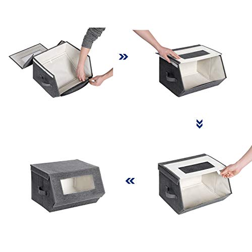 SONGMICS Dark Gray Stackable Storage Bins with Lids & Windows – Set of 2