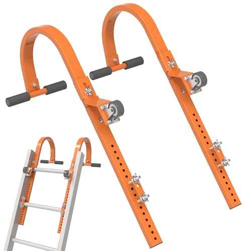 2 Ladder Roof Hook with Wheels, Heavy Duty Steel Ladder Hooks with Grip T-Bar for Damage Prevention, 550 Lb Weight Capacity, Easy Access to Steep Roofs