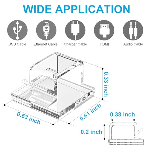 TidyHelper 100 Pack Clear Small Adhesive Cable Clips for Indoor & Outdoor Use
