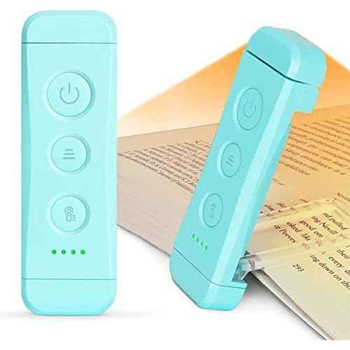 Glocusent USB Rechargeable Book Light for Reading in Bed, Portable Clip-on LED Reading Light, 3 Amber Colors & 5 Brightness Dimmable, Compact & Long Lasting, Perfect for Book Lovers, Kids
