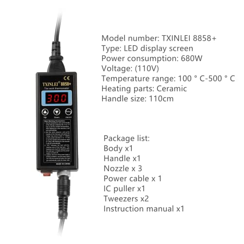 8858+ 110V 680W SMD Hot Air Gun Hot Air Welder Rework Station Soldering Station 3 Nozzles Mobile Phone Repair Tool