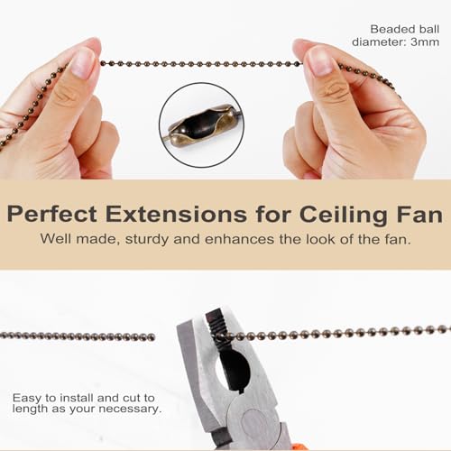 4 Pack Bronze Ceiling Fan Pull Chain Extensions 12 Inch Light & Fan Decor