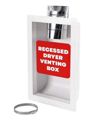 Deflecto 4-Inch Dryer Vent Box Kit, Recessed Plastic, Fits 4" Vents