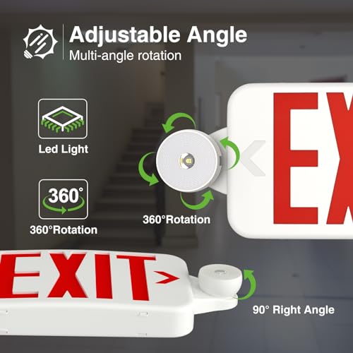 FREELICHT 6 Pack Red LED Exit Signs with Emergency Backup Light