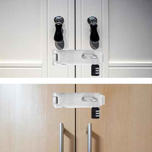 2Pcs Door Locks Hasp Latch,5 Inch 304 Stainless Steel Safety Packlock Clasp Hasp Lock Latch,Hinge Lock Padlock with Screws for Gates,Doors,Cabinets, Closets and More