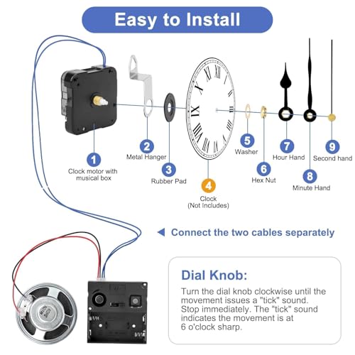 EEKit Chiming Clock Mechanism Replacement Kit with Battery Motor & Chime Options