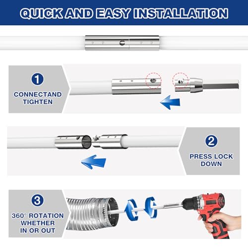 PetOde 32 Feet Dryer Vent Cleaner Kit with 4" Brush Head, 23 Quick Snap Rods