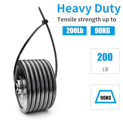XINGO Heavy Duty Black 24 Inch Cable Ties 200lb Pack of 100 - UV Resistant
