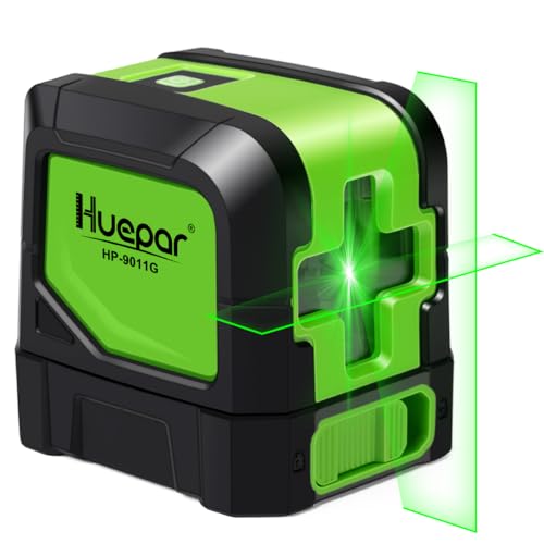 Huepar 9011G Self-Leveling Green Cross Line Laser Level 100Ft Bright Professiona
