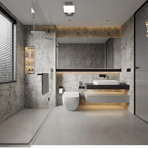 BAYYA Gray Concrete Peel and Stick Wallpaper 15.8" x 354" - Waterproof Self-Adhesive Wall Covering for DIY Furniture & Wall Renovation
