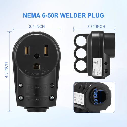 Suplevel Black NEMA 6-50 50 Amp Welders Plug & Connector Set, 250V