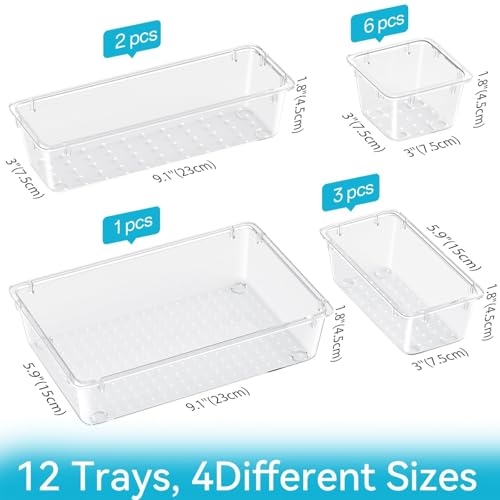 Milky 12-Piece Drawer Organizer Set for Cosmetics & Office Supplies