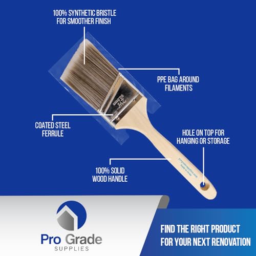 Pro Grade, Paint Brushes, 5-Piece, Paint Brush Set: Flat & Angle Brushes for Latex and Oil Paints, Stains, Interior & Exterior Home Improvement