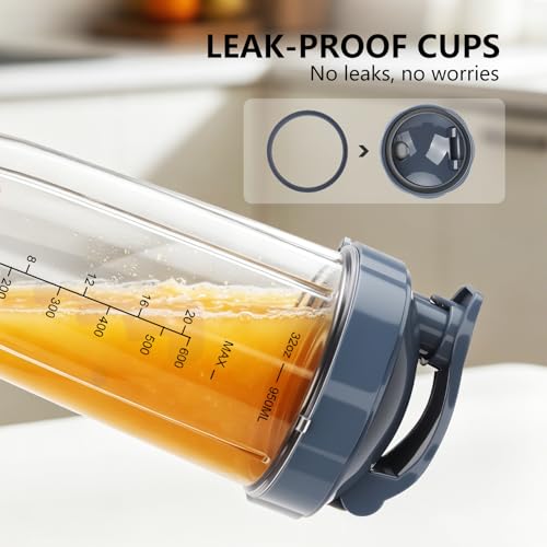 Nutribullet Replacement Cups & Lids - 32oz & 24oz with To-Go Lid & Lip Ring (6 pcs) for 600W & Pro 900W