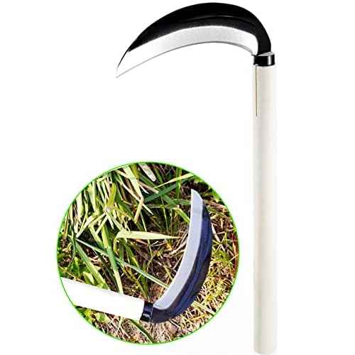TOYPOPOR Carbon Steel Grass Sickle, 15'' Japanese Gardening Weeding Weeder, Garden Hand Tool, Farming Weed Remover, Scythe Blade Cutter, Manual Mowing Blade Cutter, Thick Blade Gardening Quick Work