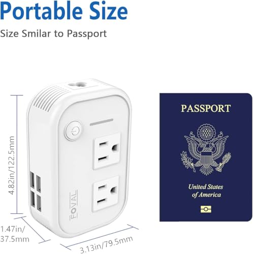 Power Step Down Converter 220V to 110V with USB Ports for International Travel