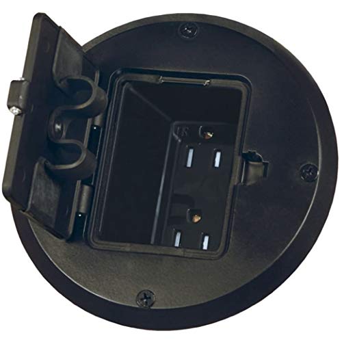 RACO Black 1-Gang Floor Box Kit with Recessed Duplex Outlet, Steel, 15A