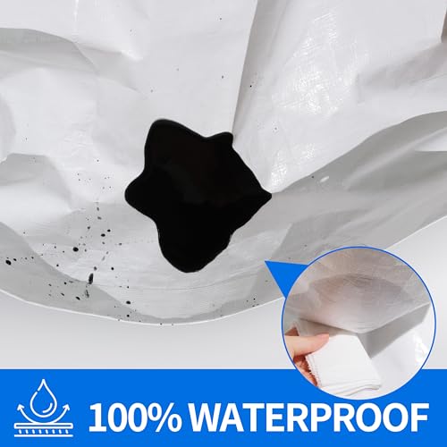 MVPNET 10x20 Feet Waterproof Heavy Duty UV Resistant White Tarp - 12mil