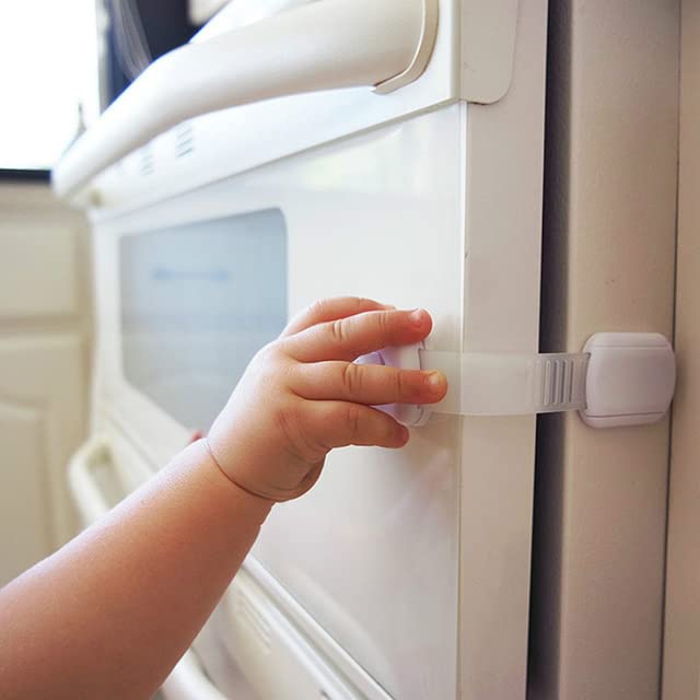 Goodv White Child Safety Cabinet Locks - 10 Pack Baby Proofing Latches for Drawers, Fridge, Oven, Toilet, and More