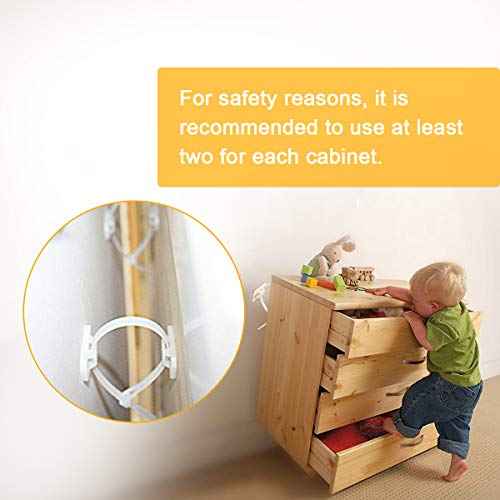 Anti-Tip Furniture Wall Anchor Straps(6 Pack,with Screws),Wall Anchors Straps Kit for Bookshelf or Dresser,Adjustable Safety Furniture Wall Straps for Baby,Kids,Dogs,Cabinet,Bed,Shelf,etc.(White)