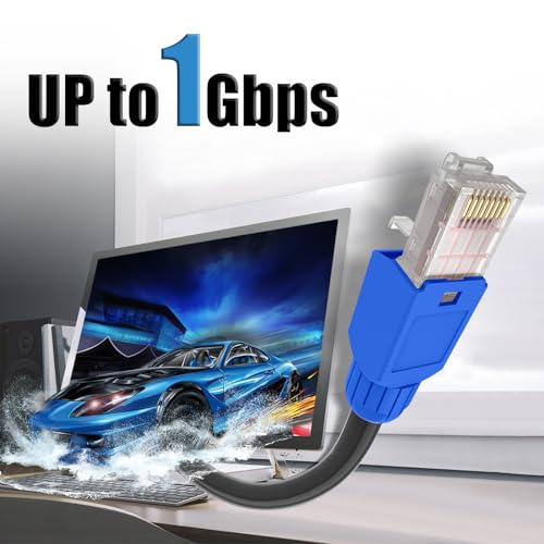 Blue Cat6 Tool-Free RJ45 Ethernet Connectors 6-Pack Gold-Plated