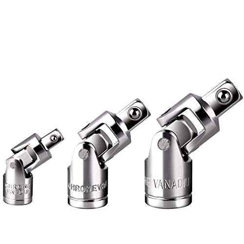 Universal Joint Swivel Socket Adapter Sets Reducer 1/4", 3/8", 1/2" Extension Drive U-Joints for Extension Bars