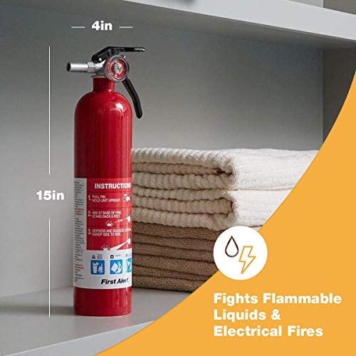 First Alert 1-A:10-B:C Home Fire Extinguisher Pack - UL Rated, Refillable
