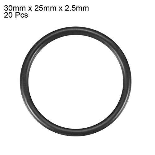 uxcell Nitrile Rubber O-Rings 30mm OD 25mm ID 2.5mm Width, Metric Sealing Gasket, Pack of 20