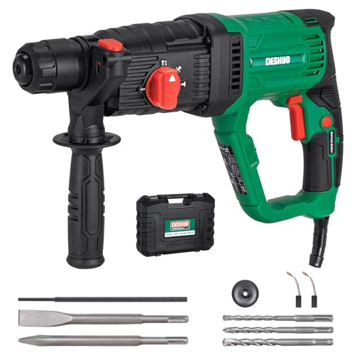 DESHUO 1" SDS-Plus Lightweight Rotary Hammer Drill with No Adapter - 9Amp, 4 Modes