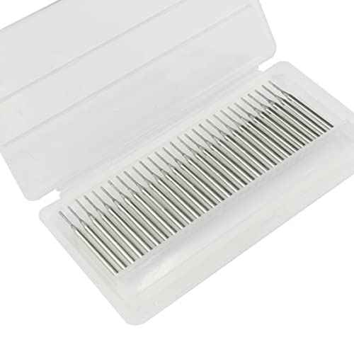 Luo ke 30 Pcs Needle Shape Diamond Burr Set, 1/8'' Shank Diamond Mounted Bead Reamer Drill Bits for Rotary Tools Includes Dremel(Size:1mm)