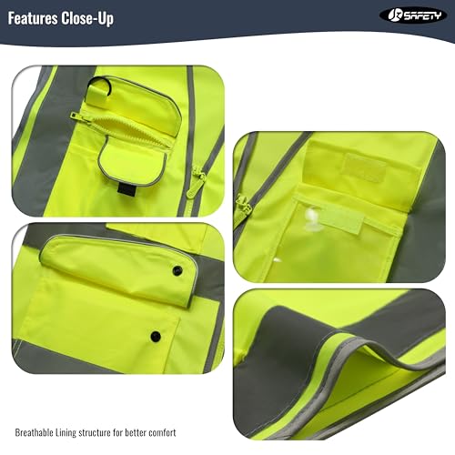 High Visibility Yellow Safety Vest for Men Women Large Reflective Workwear