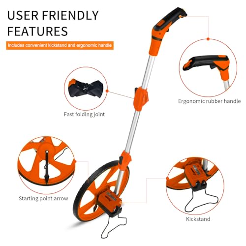 Zozen Measuring Wheel in Feet & Inches - 40in Ext., Orange, Collapsible