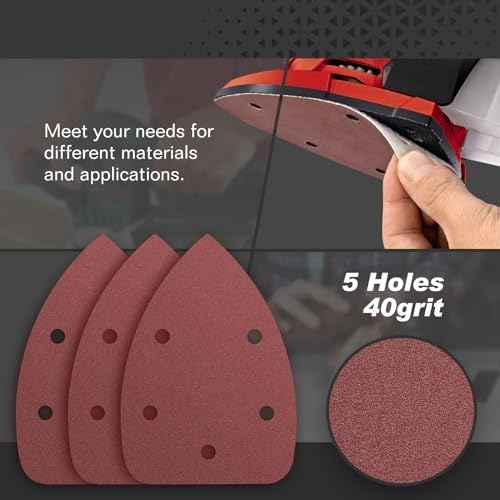 50PCS Mouse Detail Sander Sandpaper, 40 Grits Triangle Sanding Pads, 5 Holes Sanding Sheets Sandpaper Assortment, Sander Pads Sander Paper Mouse Sand Paper for Sanding Polishing