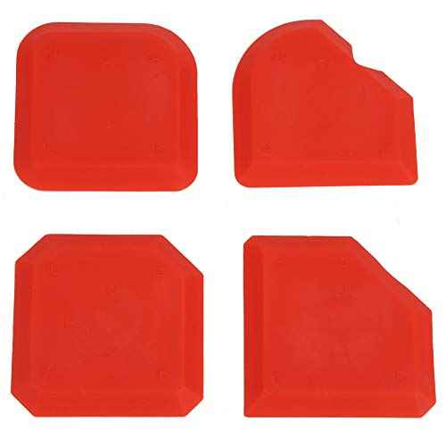 Sealant Scraper Cleaning Tool Kit, 4pcs/Set Caulk Finishing Tool Silicone Sealant Remover Smoother Finisher Scraper Cleaner Caulking Tool Kit for Kitchen Bathroom Window Floor Joint, Red