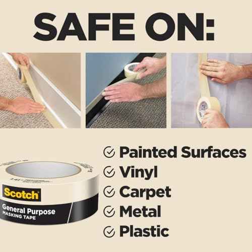 Scotch General Purpose Masking Tape, 1.88 in x 60.1 yd, Beige, Sticks for Up to 5 Days, Removes Easily Without Leaving Sticky Residue, Easy-to-Tear Masking Tape (2050-48MP)