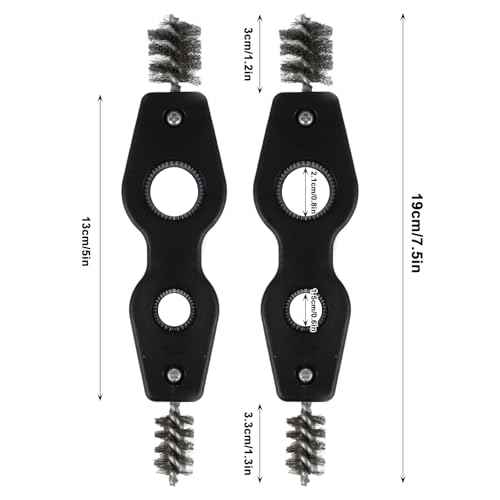 4-in-1 Copper Tubing Brush 1/2 in and 3/4 in Copper Pipe Cleaner Inner & Outer Thread Coppers Tubing Wire Brush for Brazing, Plumbing, Soldering 2 Pack(Black)