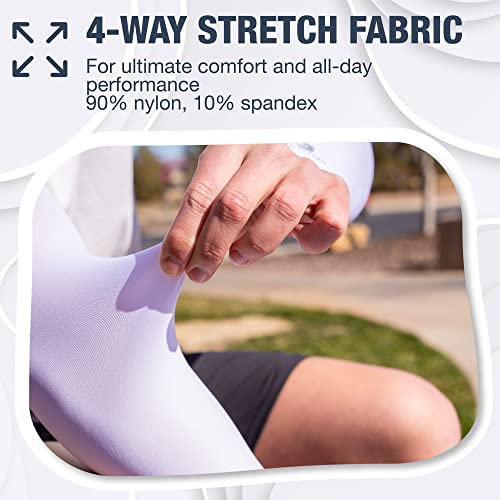 SportsTrail Unisex Cooling Arm Sleeves - Breathable UV Sun Protection, 1 Pair, White, One Size