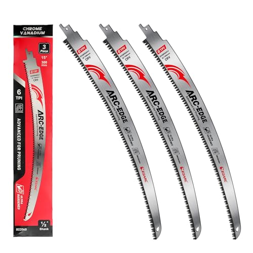EZARC 15 Inch / 3 Reciprocating Saw Blades - 6 TPI Pruning & Cutting Pack