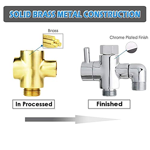 YDmeet Silver Brass Shower Arm Diverter Valve 3-Way for Handheld & Fixed Shower Heads
