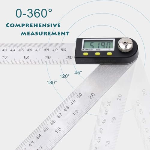 Digital Protractor 20in Stainless Steel Ruler - Angle Finder for Woodworking