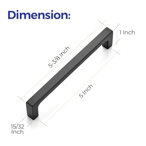 Ravinte 5 Inch Matte Black Square & Solid Cabinet Handles 30 Pack - Hardware