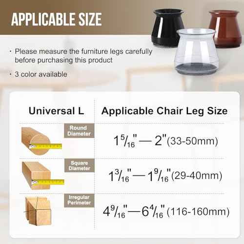 BUMACO 40Pcs Chair Leg Floor Protectors Chair Leg Protectors for Hardwood Floors Silicone Pads Covers to Protect Floors Universal L Clear Fit (1-5/16"~2")