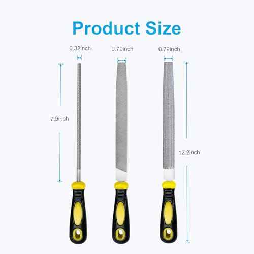 3Pcs Metal File Set, 8-Inch Professional High Carbon Steel Metal File, Includes Flat, Round, Half-Round Metal Files, Durable Hand Files Work for Metal Wood Smoothing Shaping Deburring