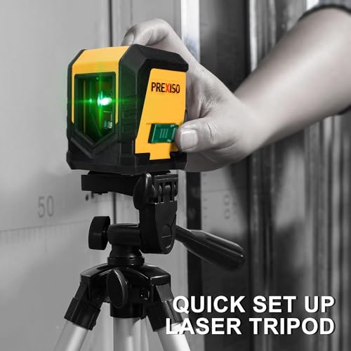 Prexiso 65Ft Self-Leveling Laser Level with Tripod Extension, Green Beam