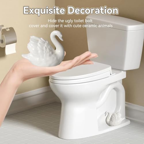 Bnrkmeb White Swan Decorative Ceramic Toilet Bolt Covers - Easy Install