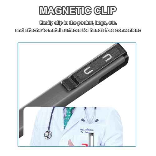 Small Rechargeable Pen Flashlights with COB Work Light, Portable LED Pocket Flashlight Bright Flashlights for Home, Car, Emergencies, with USB-C Charge, 6 Light Modes, LCD Display (Grey)