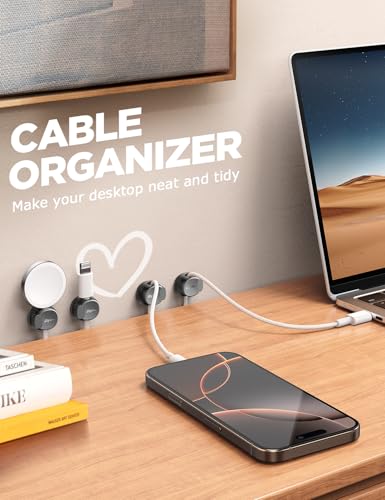 Chfeila Black Cable Clips 8-Pack - Quick-Lock Cord Organizer, Sticky Cable Management