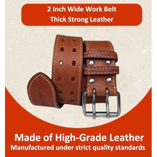 2 Inch Wide Leather Tool Belt for Men Work | Adjustable Oil tanned Belt | Carpenters, Electricians, Contractors